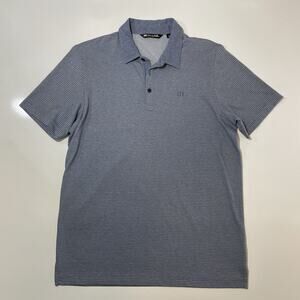 Travis Mathew Golf Polo Shirt Men’s Large Micro Stripe Blue Logo Performance